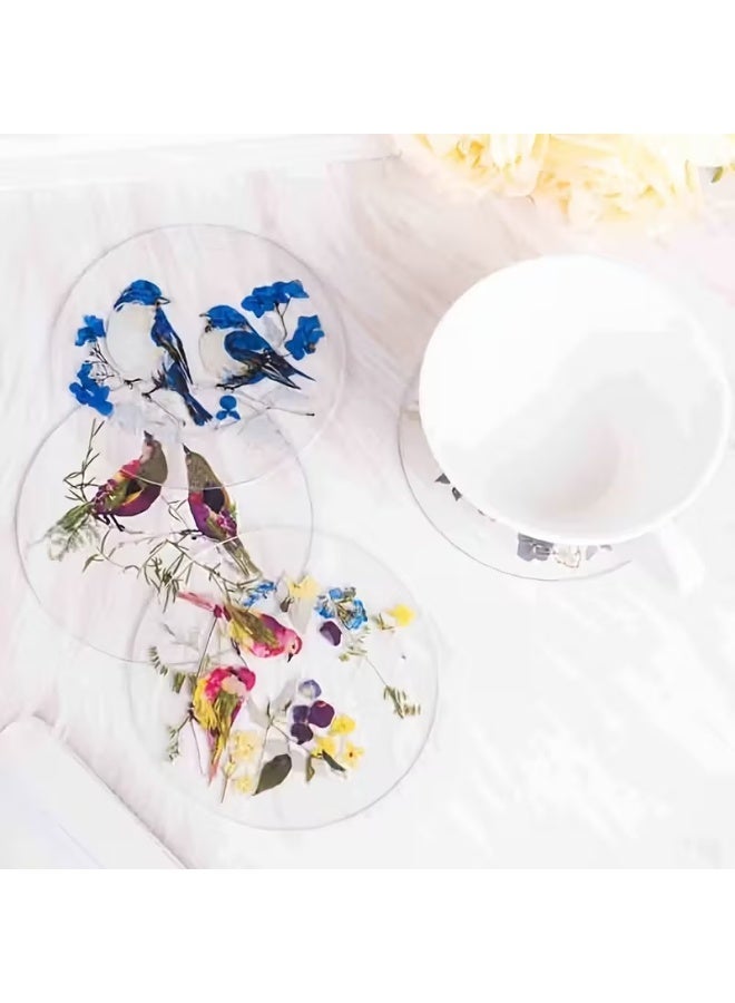 Ready For Chai طقم كوسترات أكريليك مسطحة 4 قطع، كوسترات خارجية ملونة مطبوعة، هدية زفاف عيد ميلاد عيد الأم، ديكور طاولة، تصميم فن الزهور البرية، نمط مسطح ثنائي الأبعاد، خيار عيد الميلاد، كوستر شاي، كوستر، حامل مزهرية طاولة، كوستر أنيق، طقم كوسترات، كوستر للمشروبات 4 قطع – تصميم زهور أنيق | كوسترات طاولة زخرفية للمنزل، المكتب والهدايا - Image 3